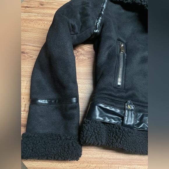 Black Faux Suede Motorcycle Jacket - Picture 7 of 11